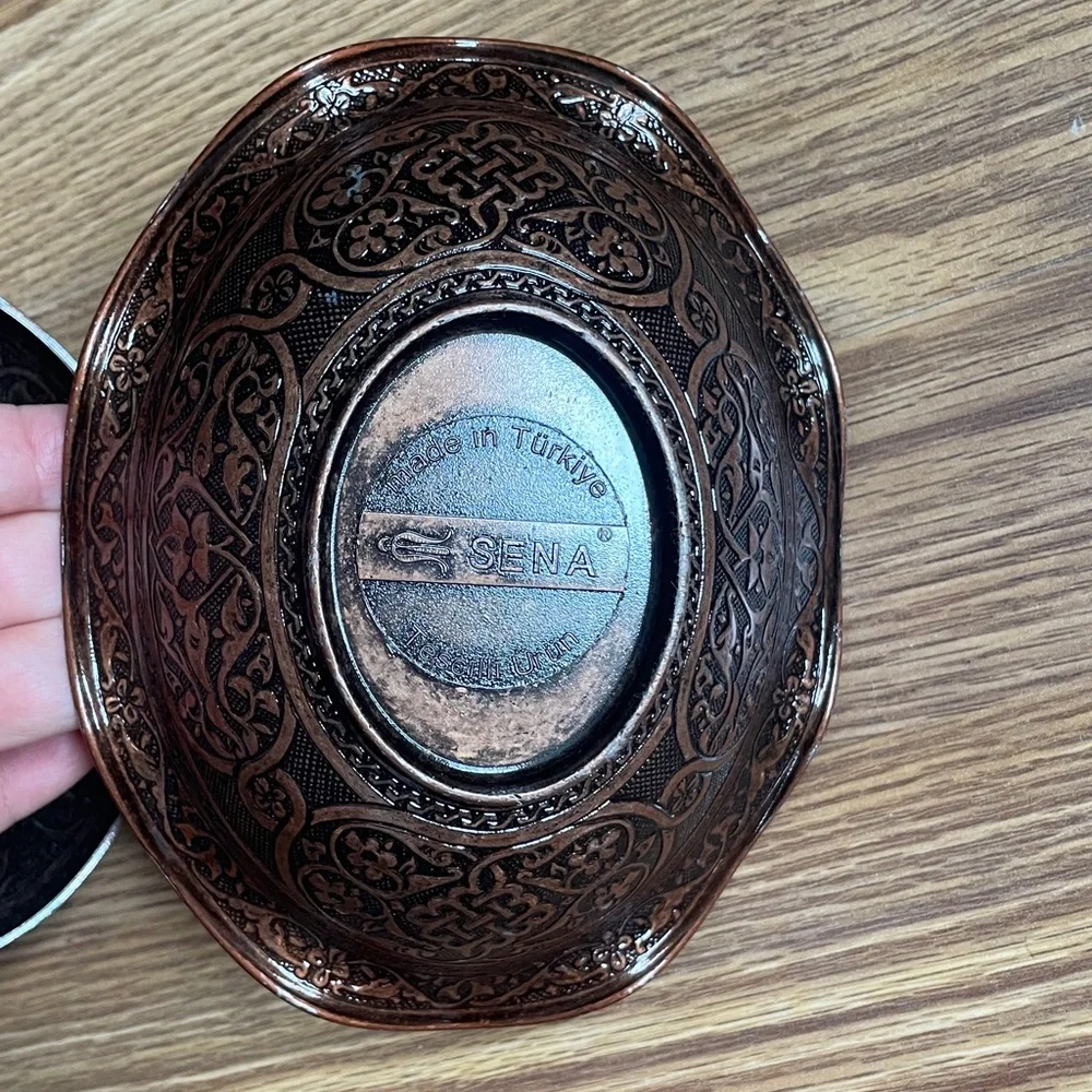 Vintage Sena Turkish Copper Lidded Sugar Bowl - Hand-Engraved, Made in Turkey